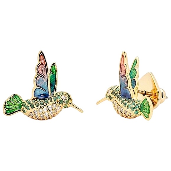 KATE SPADE • Hummingbird Dazzling Daisy Stud Gold Earrings - Picture 3 of 6